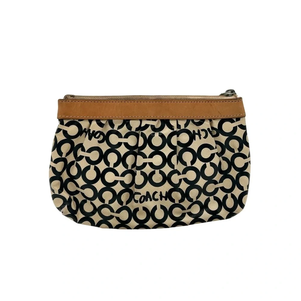 Coach‎ Cosmetic Bag Pouch Signature Print Canvas Small Purse